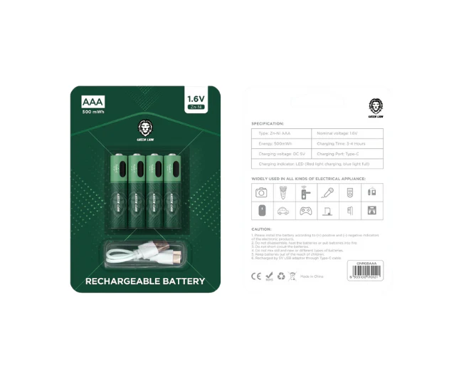 Green Lion Rechargeable Battery AAA 1.6V 4 Pack - Image 3