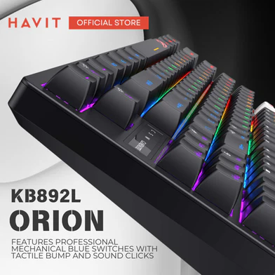 Havit KB892L 87-Keys RGB Backlit USB Wired Mechanical Gaming Keyboard Blue Switch - Image 2