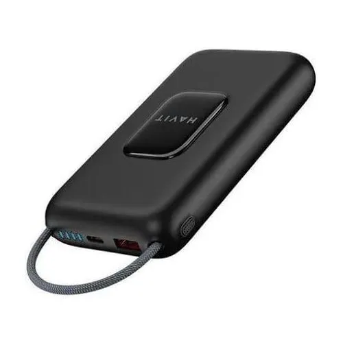 Havit PB32 10000mAh Power Bank with Built‑In Type‑C Cable – High‑Capacity Portable Charger with Dual Output and Fast Charging for Smartphones, Tablets, and USB Devices - Image 2