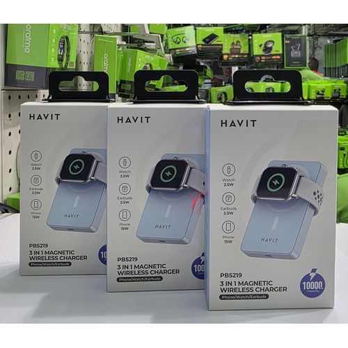Havit PB5219 3 in 1 10000mAh 20W magnetic wireless charging power bank – Provides fast and convenient charging for multiple devices, ensuring reliable portable power anytime you need it - Image 2