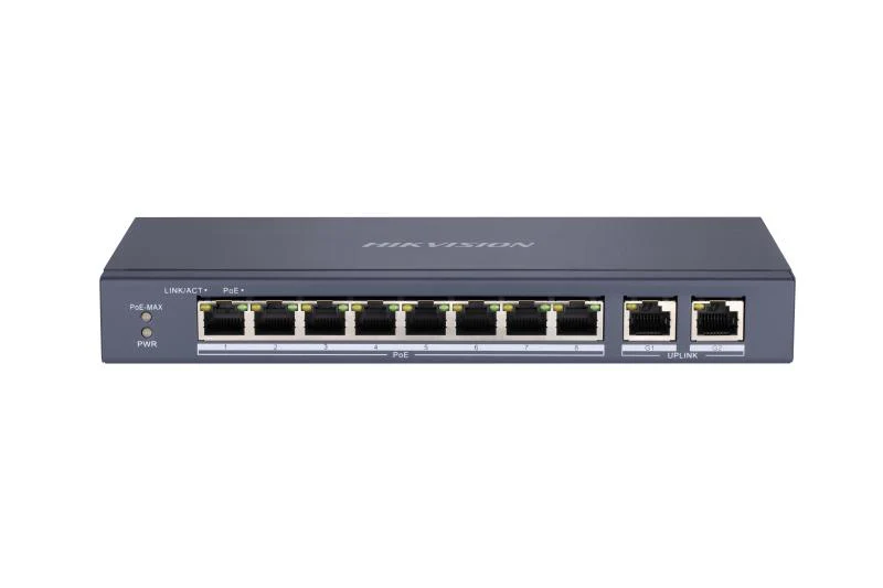 Hikvision DS-3E0310P-E/M 8 Port Fast Ethernet Unmanaged POE Switch – Reliable network connectivity with Power over Ethernet for easy device installation and efficient data transmission
