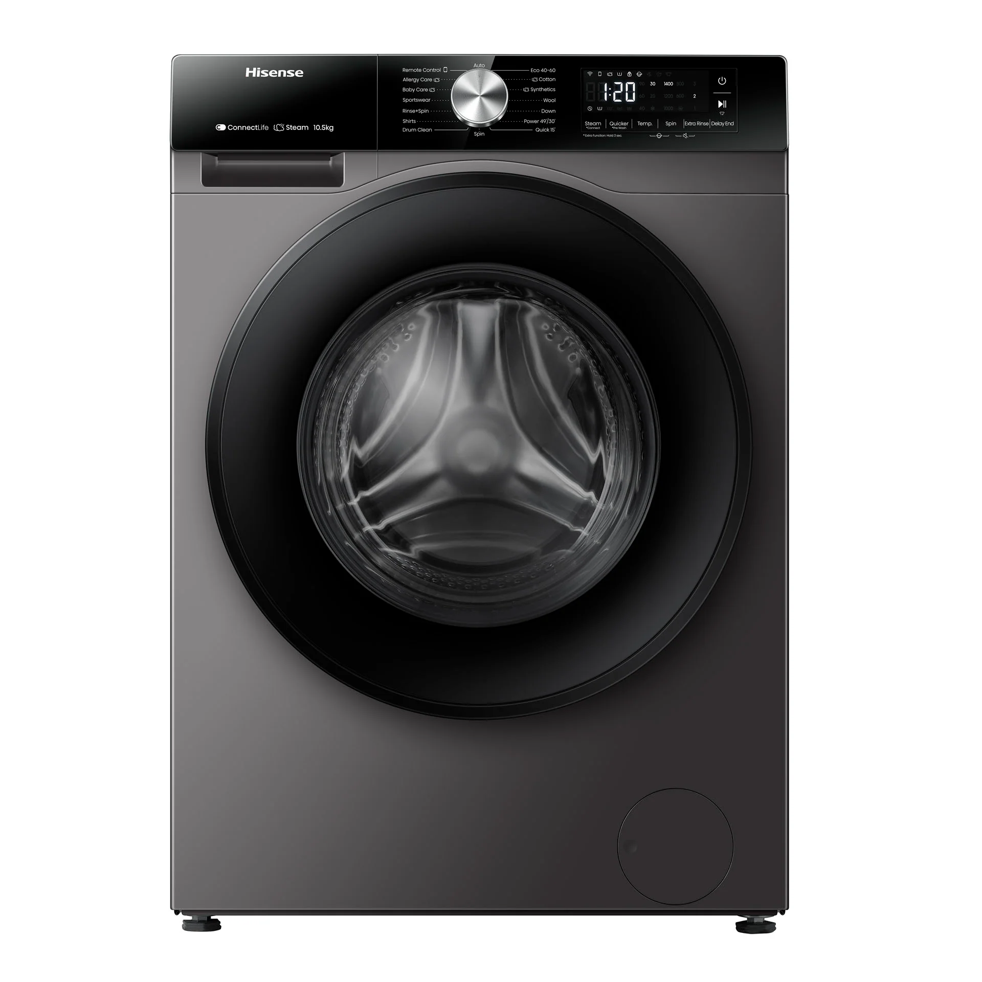 Hisense WF3S1043BT 10.5kg Front Load Automatic Washing Machine – Heavy Duty Inverter Smart Washing Machine with 1400 RPM, Steam Care, and 16 Programs for Home and Family Laundry Applications - Image 6