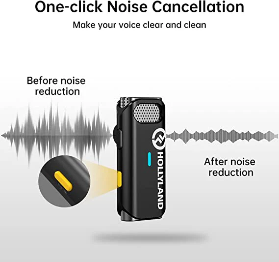 Hollyland Lark M1 Wireless Lavalier Microphone - with Noise Cancellation, 656ft Transmission,8H Battery Life for DSLR Cameras/iPhone/Android/Live Streaming - Image 2
