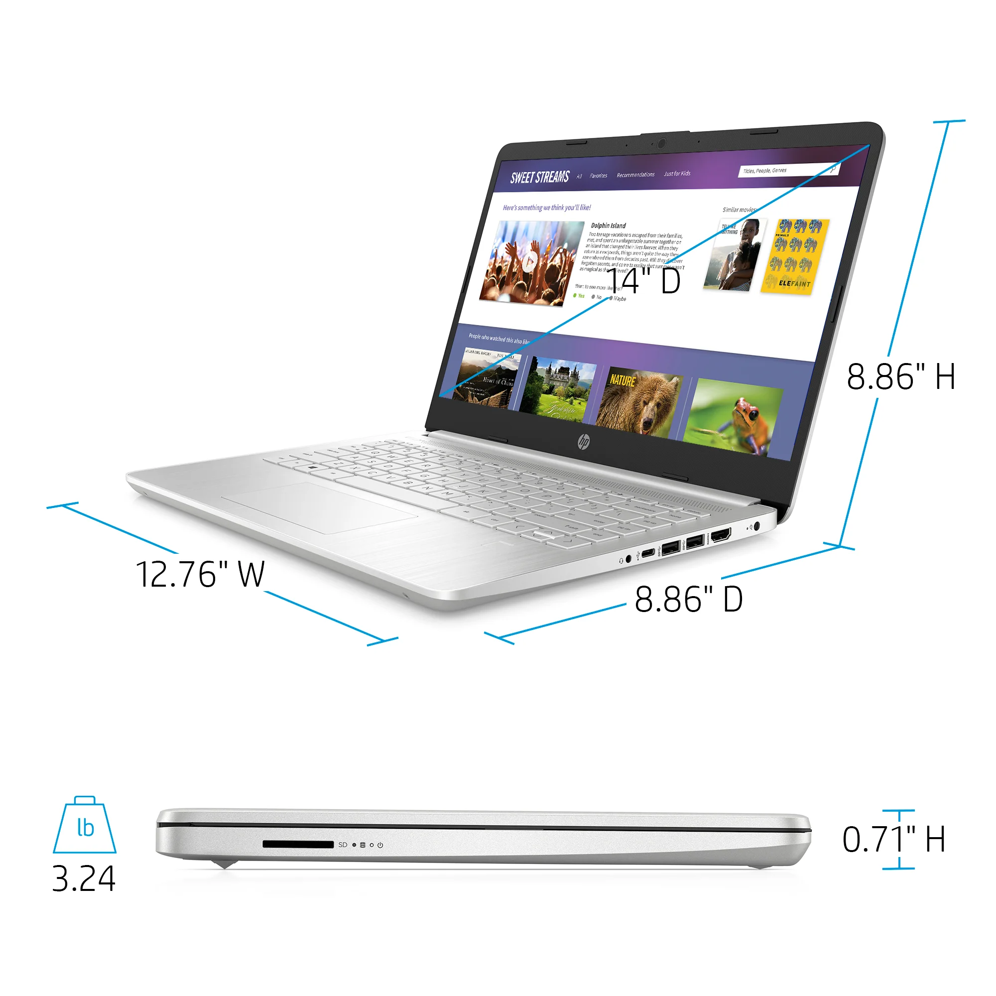 HP 14 - DQ2055WM (39K15UA) - 14" Inch Display, 11th Generation Intel Core i3, 4GB RAM/ 256GB Solid State Drive - Image 2