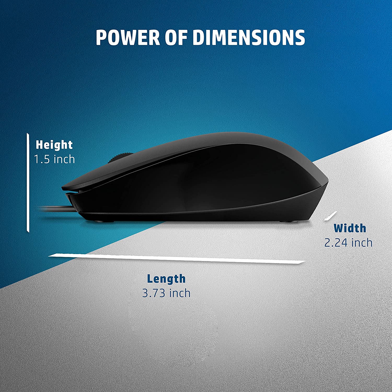 HP 150 USB Wired Mouse - Elegant Ergonomic Design, 1600 DPI Optical Tracking, USB Plug & Play - 240J6AA - Image 3