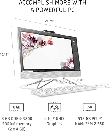 HP 24-df1097nh All-in-One PC (4L7J6EA) - Intel Core i5, 11th Gen 1135G7, 1TB SSD, 8GB RAM, 23.8" Inch FHD Display, 1-Year Warranty - Image 3