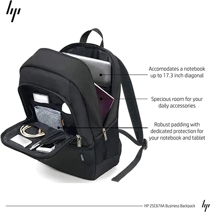HP Business Backpack Black 17.3″ Inches - 2SC67AA - Image 2