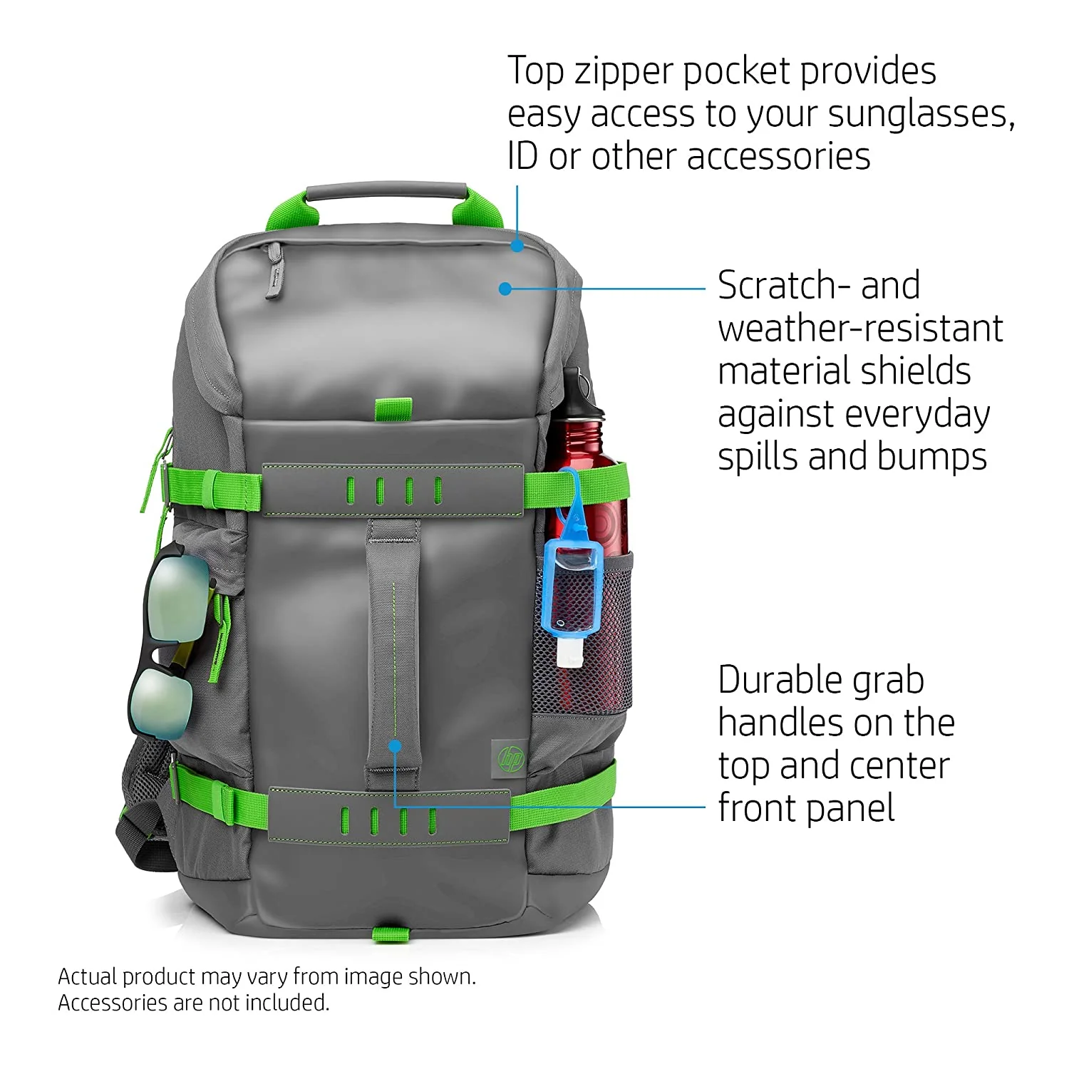 HP 39.62 cm(15.6 Inch) Odyssey Backpack Laptop Bag Green/Gray (L8J89AA) - Image 6