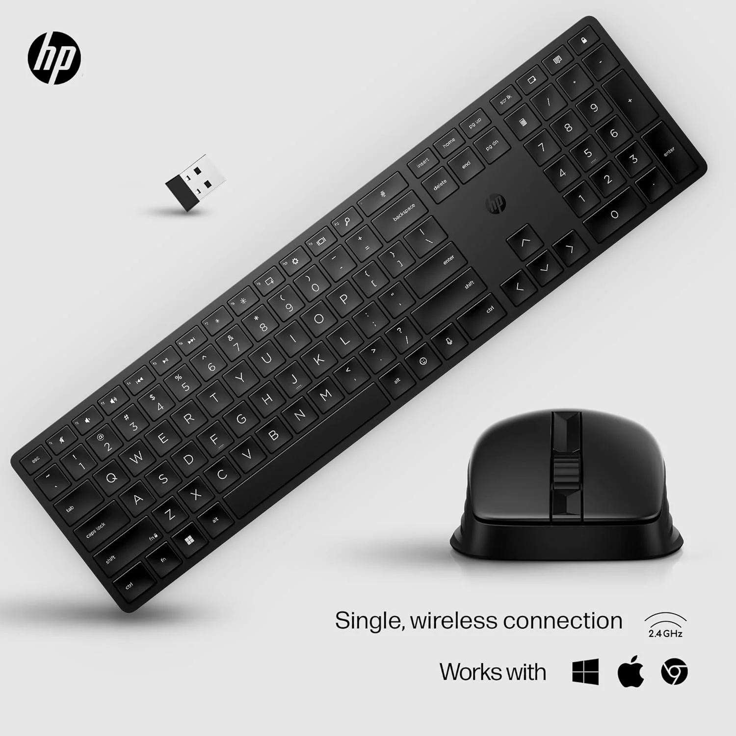 HP 650 Wireless Keyboard and Mouse Combo (4R013AA) - 2.4Ghz Wireless, USB Receiver, Low-Profile Keys, 20+ Programmable Keys, DPI Mouse - 20+ Months Keyboard, 24+ Mouse Battery - Image 4