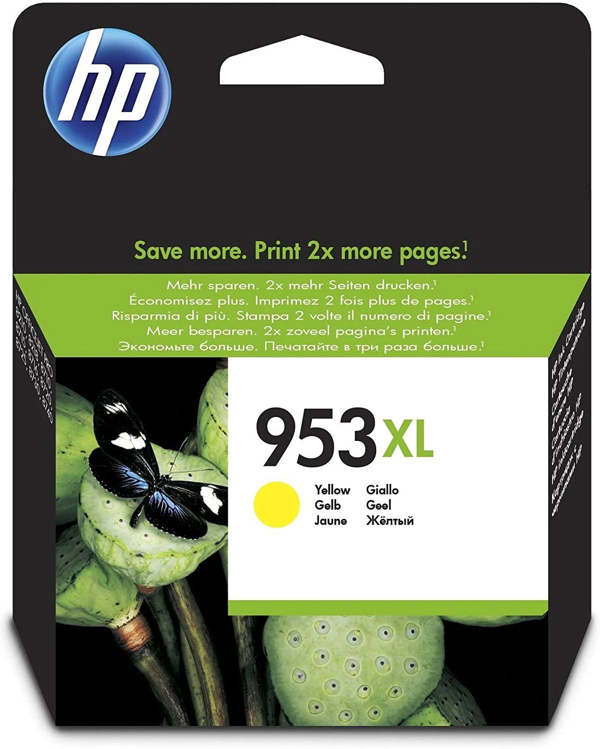HP 953XL High Yield Yellow Original Ink Cartridge, F6U18AE