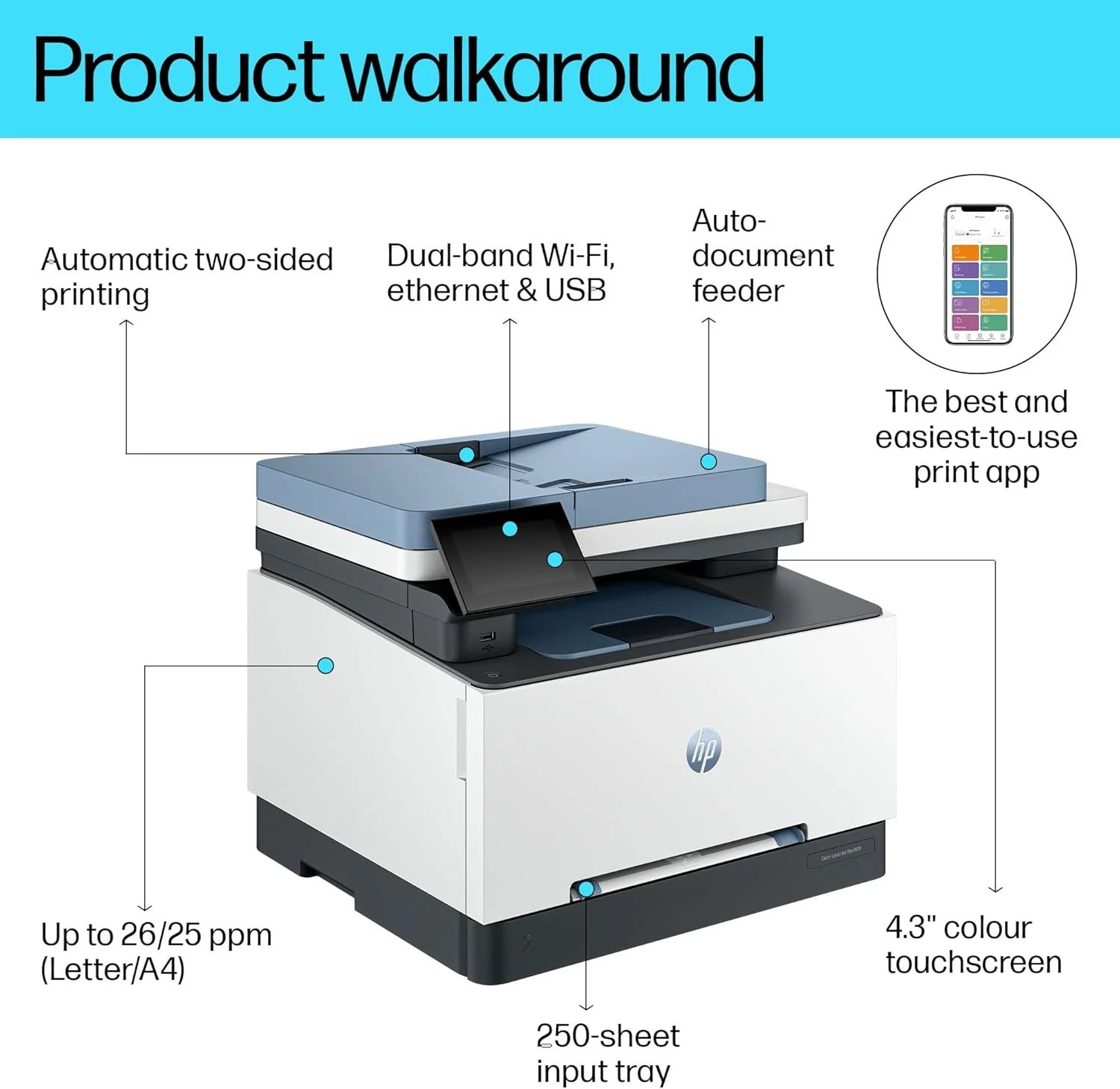 HP Color LaserJet Pro MFP 3303sdw Printer, Print, Copy and Scan - Duplex Printing, ADF, Wireless, Ethernet, USB Interface with LCD Touchscreen - 499M6A - Image 3