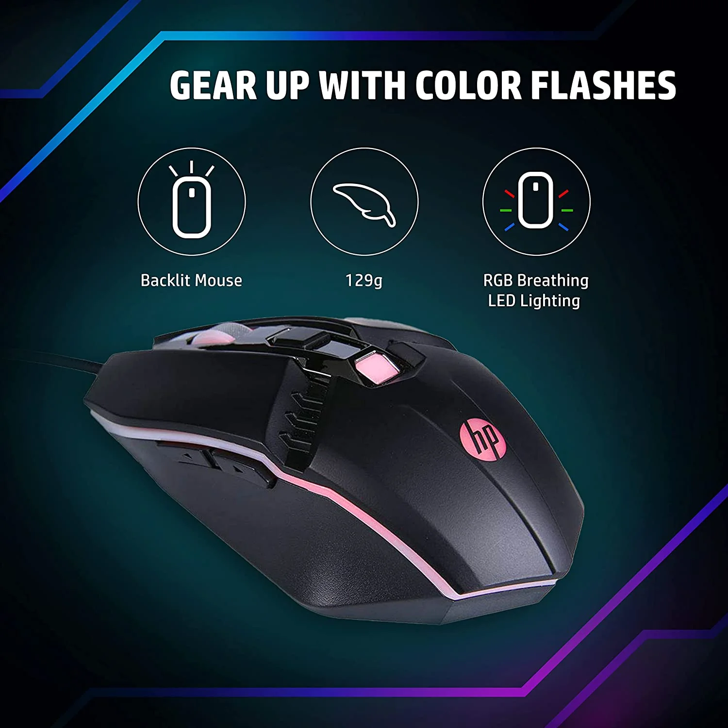 HP M270 Backlit USB Wired Gaming Mouse with 6 Buttons - 7ZZ87AA - Image 3