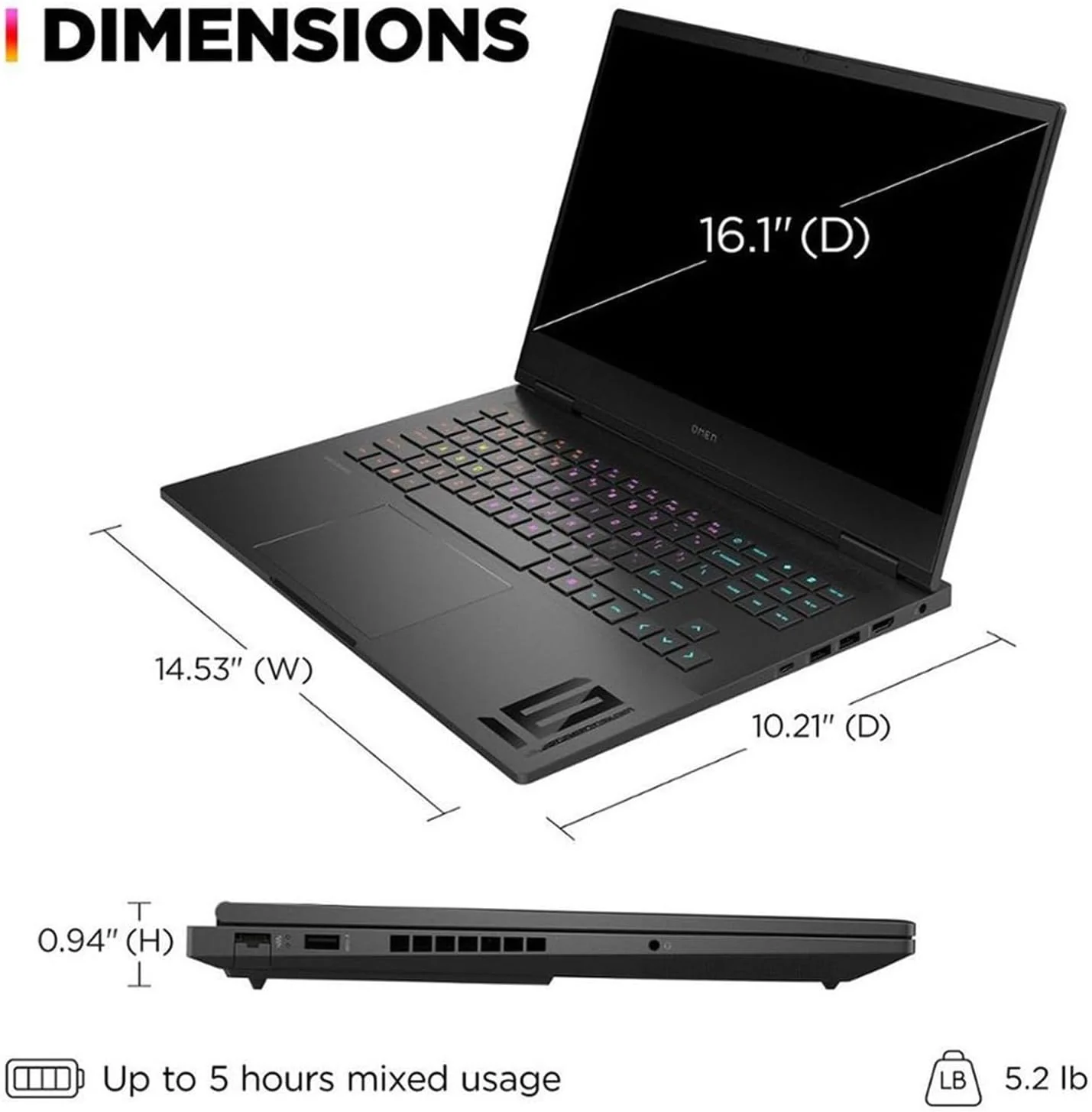 HP OMEN 16-wd0073dx,Gaming Laptop, Intel Core i7-13620H, 13 Gen 16GB DDR5 5200, 1TB SSD, NVIDIA GeForce RTX 4060 8GB GDDR6 Graphics, 16.1"" FHD Windows 11 (9R640UA) - Image 3