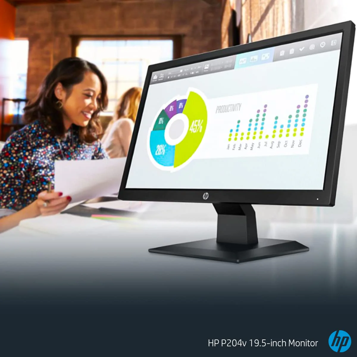 HP P204v 19.5 inch HD Widescreen Monitor - Image 3