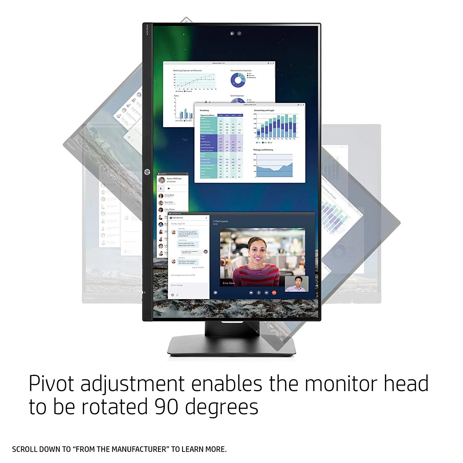 HP VH240a - 23.8-inch FHD IPS Monitor (1KL30AS) with Tilt/Height Adjustment and Built-in Speakers - Image 5