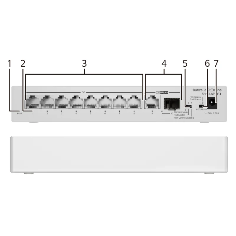 Huawei CloudEngine S110-8P2ST PoE 8-Port Gigabit Network Switch - 8*10/100/1000 BASE-T Ports, PoE+, 1*GE SFP port, 1*10/100/1000 BASE-T Port, AC Power - Image 2
