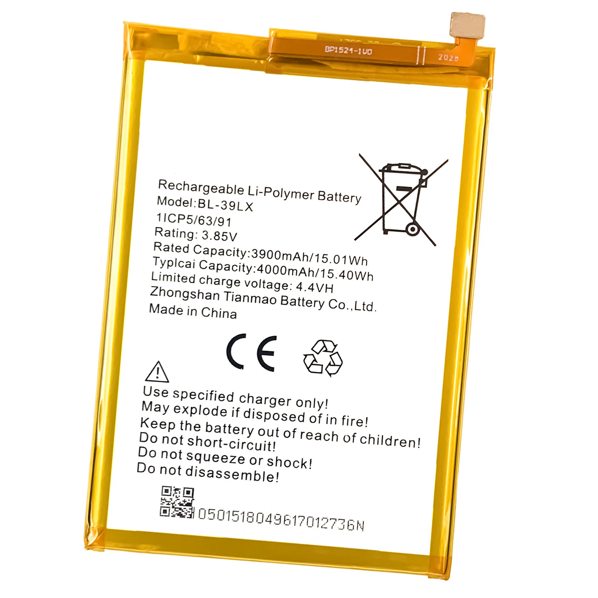 Infinix X652 S5, X652B S5 Lite, X653 Smart 4 Smartphone Replacement Battery (BL-39LX)