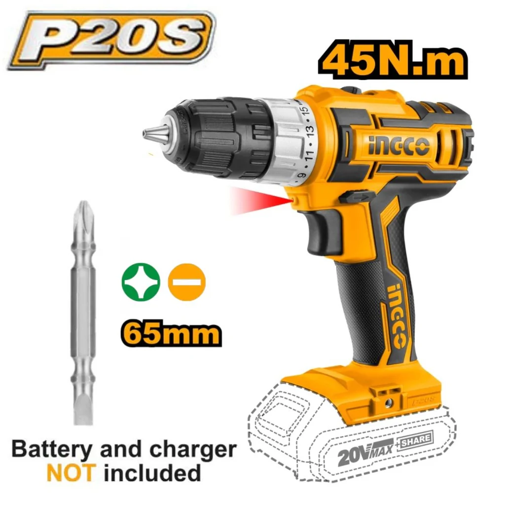 Ingco CDLI20024 LI-ION Cordless Drill 20V