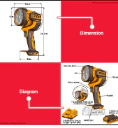 INGCO CWLI20881 20V Lithium-Ion Cordless LED Work Lamp – Rechargeable, High Brightness - Image 2