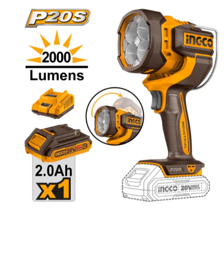 INGCO CWLI20881 20V Lithium-Ion Cordless LED Work Lamp – Rechargeable, High Brightness - Image 3