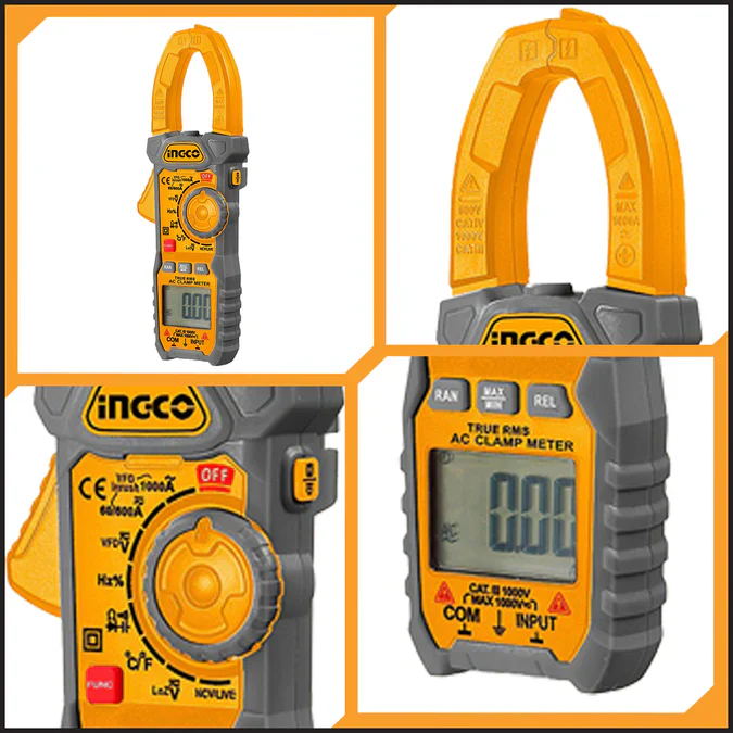 Ingco DCM100014 AC Digital Clamp Meter - Current and Voltage Meter, 6000 Counts - Image 3