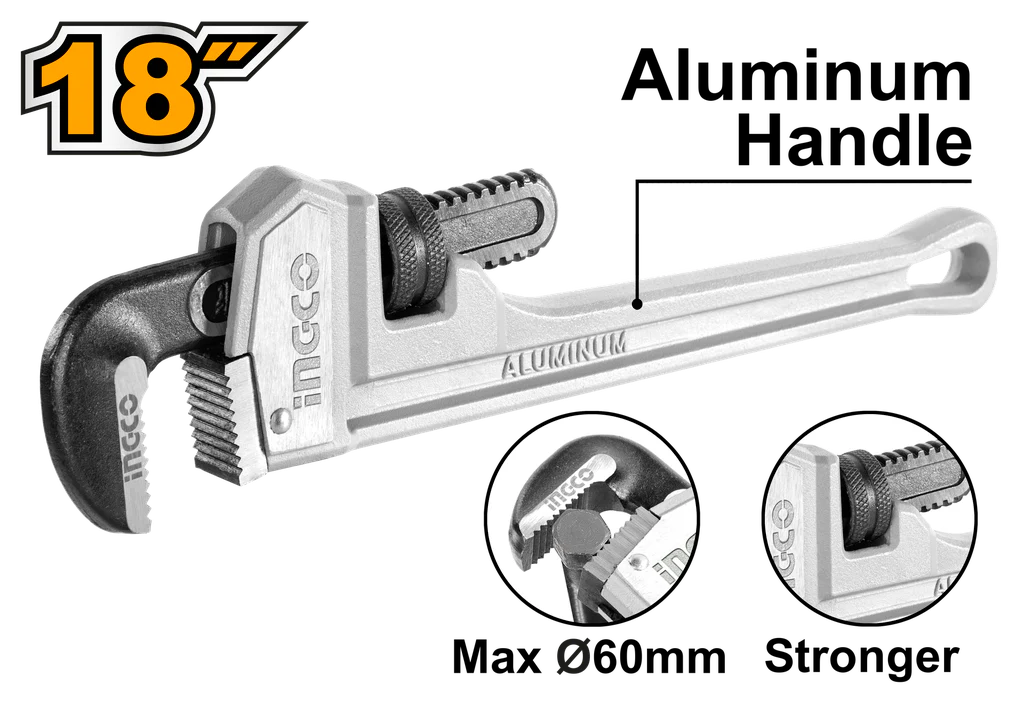 Ingco HALPW0118 Aluminium Handle Pipe Wrench