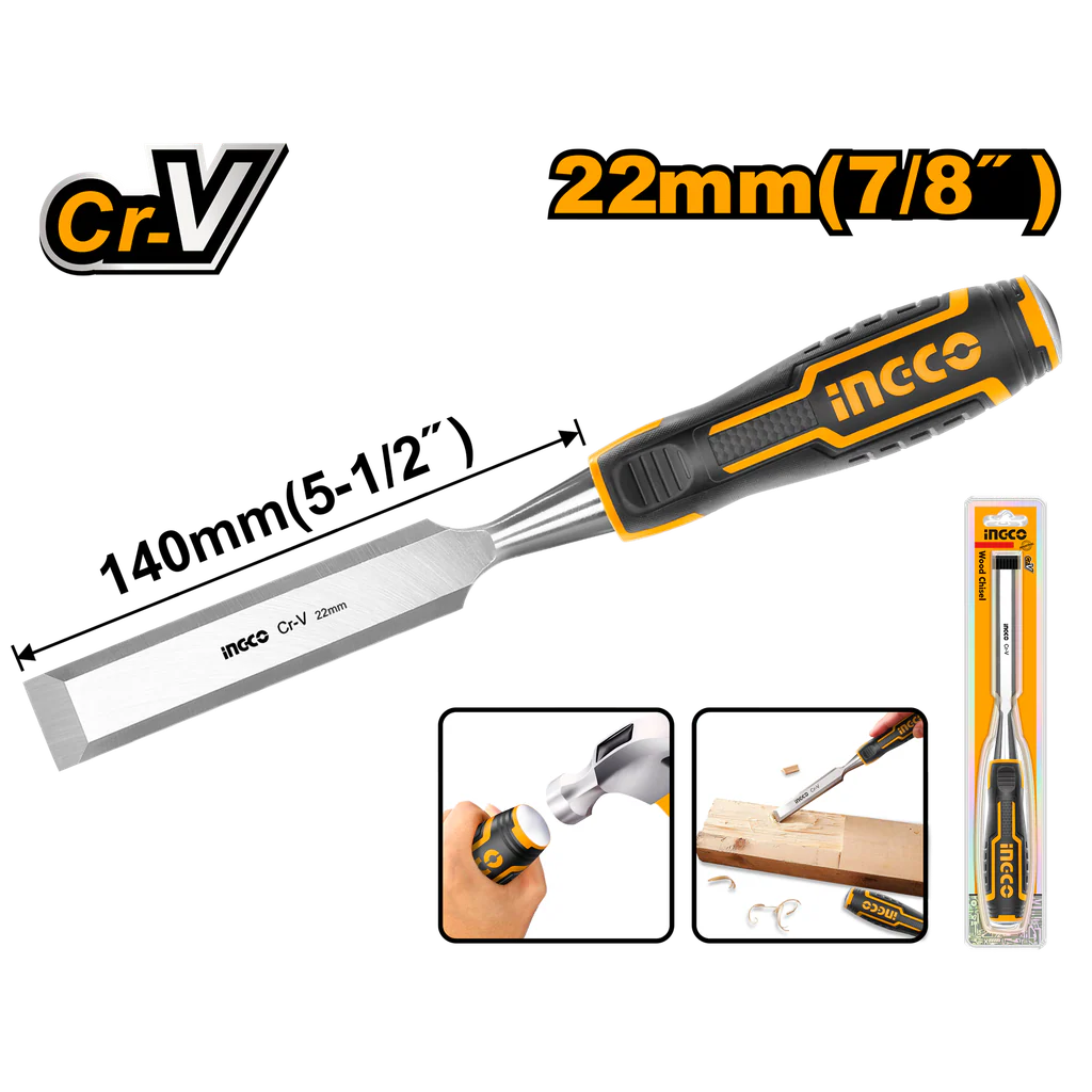 Ingco HWC0822 Wood Chisel, 22mm (7/8") Width, 140mm Length