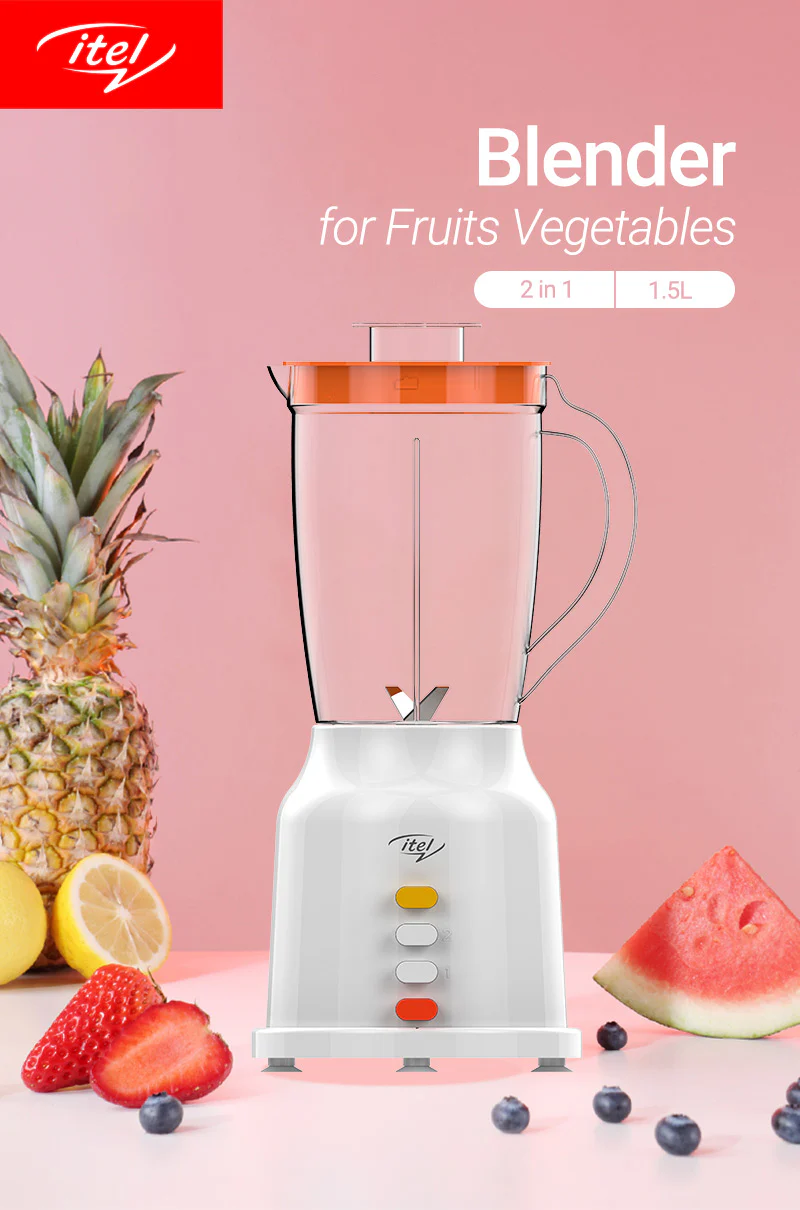 Itel IBL30U1 Button Control Unbreakable Blender, 4 Stainless Steel Blades with Free Dry Mill - Image 2