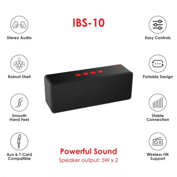 Itel IBS-10 Bluetooth Speaker - Playback time: 5 hours, Huge Stereo Sound, Battery Capacity: 1800mAh, Charging Time: 3 Hours - Image 2