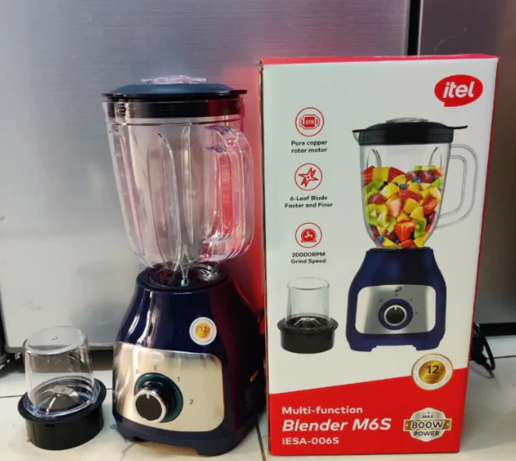 Itel IESA-006S 800W Blender with 1.8L Jug – A powerful and reliable kitchen appliance designed for fast blending, making food preparation easier and more efficient for everyday use