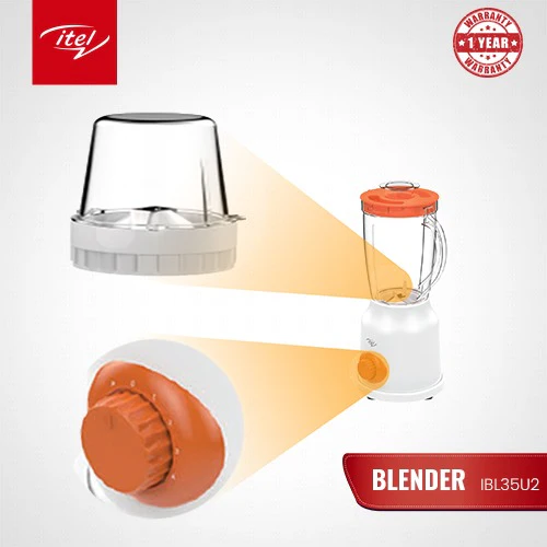 Itel Knob Control Unbreakable Blender 4 Stainless Steel Blades with Free Dry Mill - Image 2