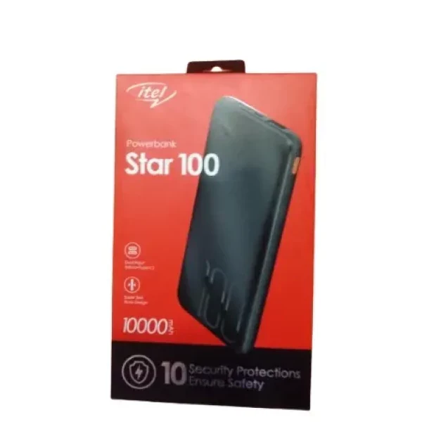 Itel Star 100 Power Bank -Capacity:10000mAh,Rated Input:DC 5.0V/2A, Rated Output:DC 5.0V 2.1A Max - Image 3