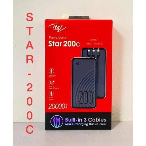 Itel Star-200C Power Bank - 20000 mAh Rated Input: DC 5.0V/2A,Rated Output: DC 5.0V/2.1A, Max Connector:Type:A+A+C+M - Image 2