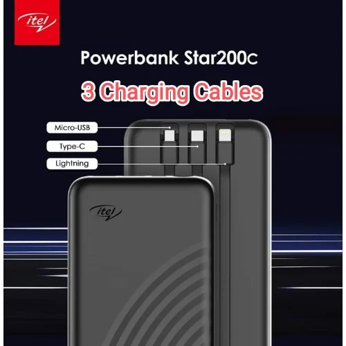 Itel Star-200C Power Bank - 20000 mAh Rated Input: DC 5.0V/2A,Rated Output: DC 5.0V/2.1A, Max Connector:Type:A+A+C+M - Image 3