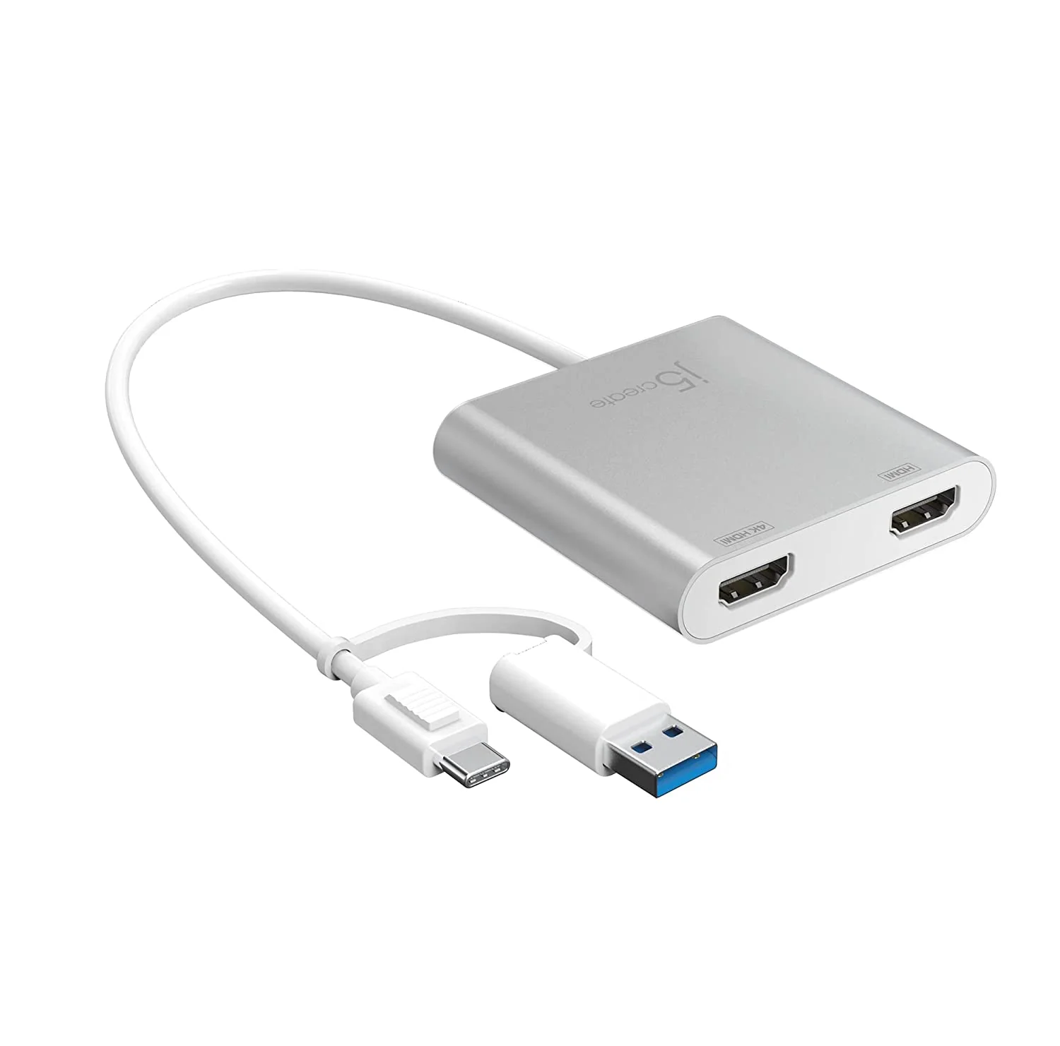 j5create USB-C to Dual HDMI Multi-Monitor Adapter with USB Type-A convertor | 4K + 2K | Compatible with Windows and Mac - JCA365