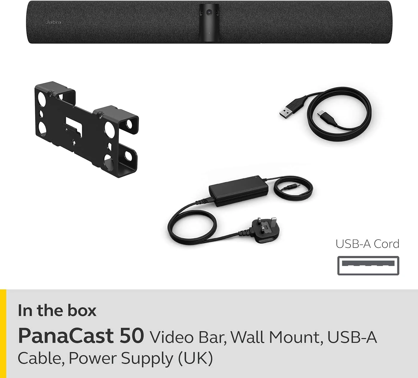 Jabra PanaCast 50 Panoramic 4K Video Bar, 180° View & 8 Microphones Conference Camera, UK Charger - 8200-237 - Image 3