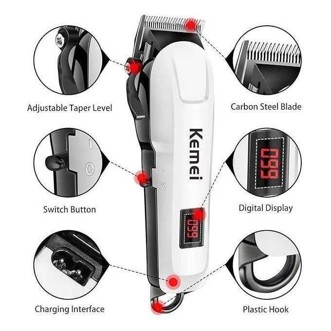 Kemei KM-809A Cordless Electric Shaver with LED Display – Rechargeable Men’s Beard & Hair Shaving Machine - Image 2