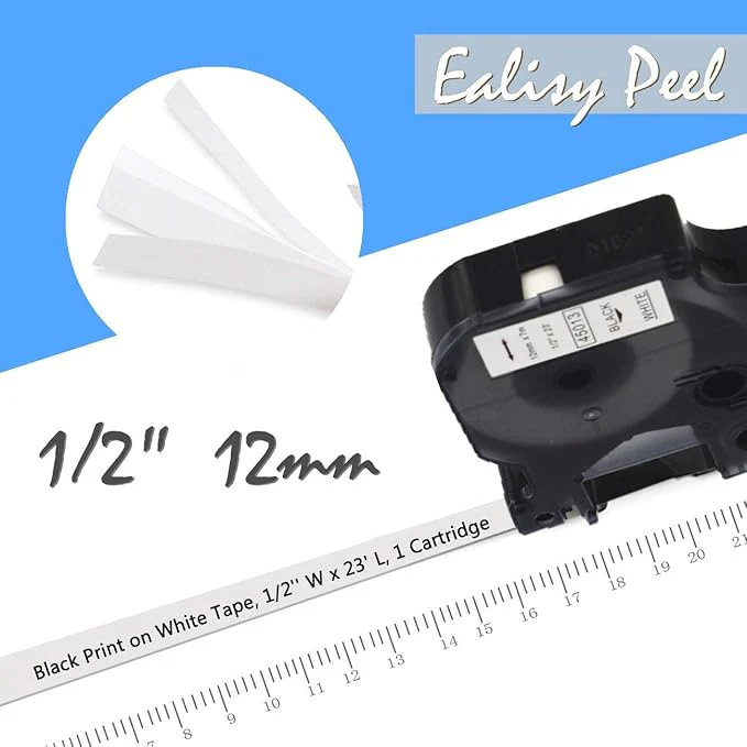 Label Tape 12mm X 7 mm Label Tape Replacement for DYMO D1 45013 45010 45016 45017 45018 45019 45021 Compatible with DYMO D1 160 280 360D 210D(45013) - Image 2