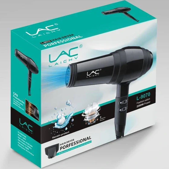 Lac Laichy L-9070 2200W Professional Hair Dryer – High-Power Fast Drying Blow Dryer with Heat & Speed Control for Salon & Home Use
