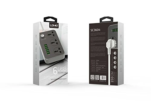 LDNIO SC3604 Power Strip With 3 Universal Socket, 6 USB Charging Ports Power Extension - Image 5