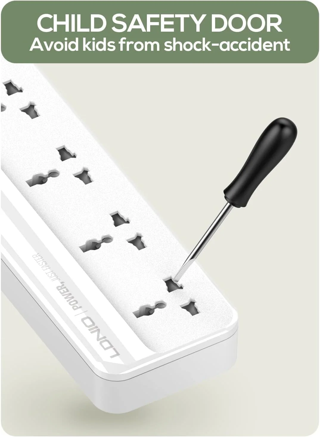 LDNIO SC5614 2500W Power Strip Extension Cable with 5 AC sockets, 6x USB Ports - Image 6