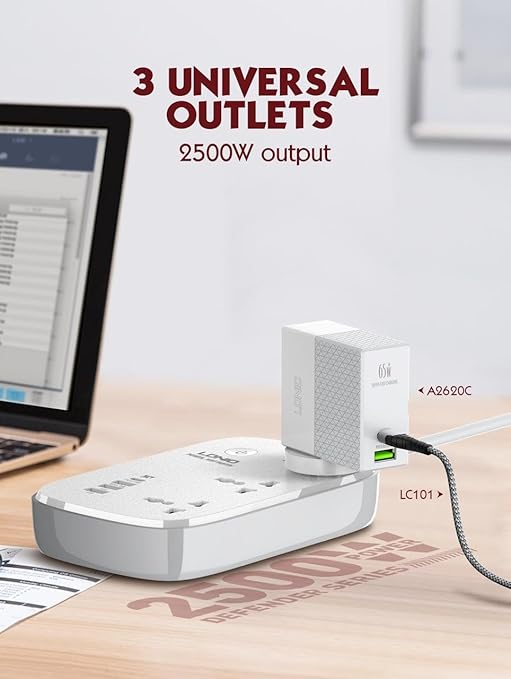 LDNIO SCW3451 2500W 10A Smart WiFi Extension Power Strip with Type C USB Ports 3 Power Sockets with 30W Type C PD QC 3.0 Fast USB Port Multi-Port Extension with USB App Control - Image 5