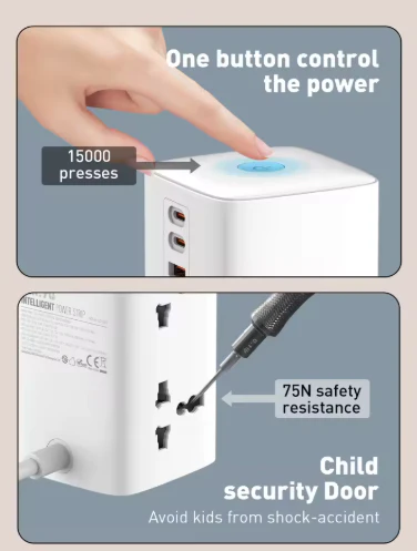 LDNIO (SC4383) 70W Tower PD Adapter Multifunctional Chargers Desktop Power Extension - 4 Way + 2 USB-C + 1 USB-A - Image 3