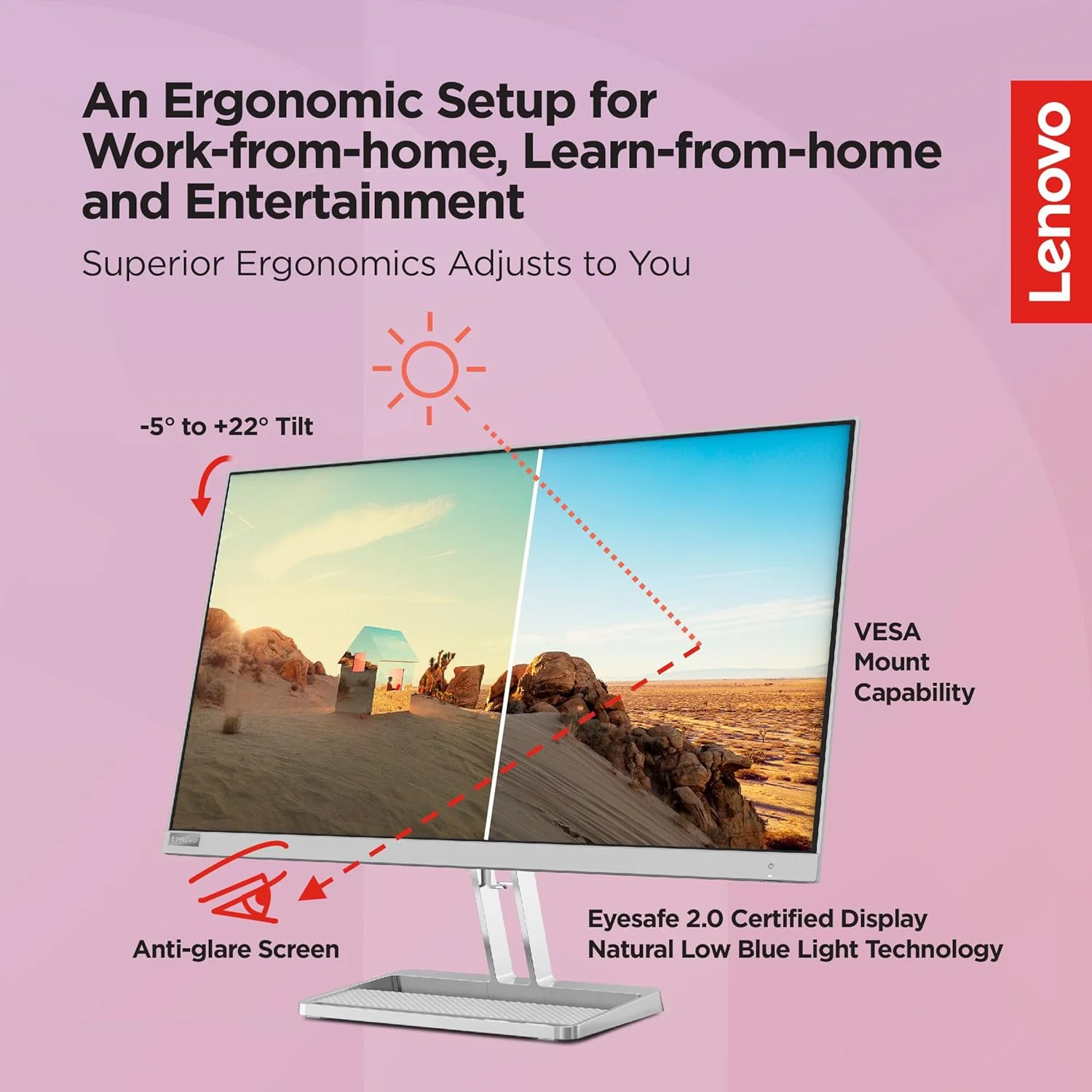 Lenovo L27i-40 FHD 27-Inch Computer Monitor - Connectivity: 1 VGA, 2 HDMI 1.4 (67ABKAC4AE) - Image 4