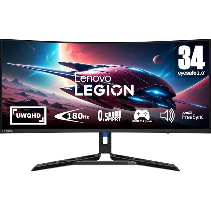 Lenovo Legion R34w-30 34" Curved Gaming Monitor 67C7GACBUK – 3440x1440, 165Hz, IPS, HDMI & DisplayPort for PC & Console Use