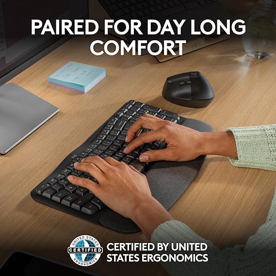 Logitech, Wave Keys and Lift Combo, Wireless & Bluetooth Keyboard and Mouse, Graphite, 920-013635 – Ergonomic Long-Range Typing & Precise Control for Home & Office - Image 4