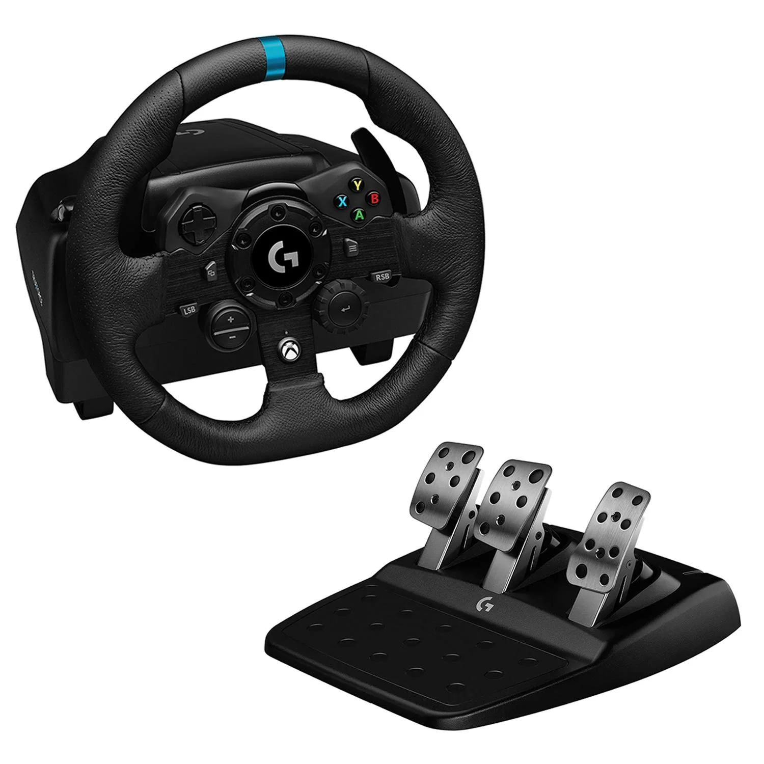 Logitech G923 Racing Wheel and Pedals for PS 5, PS4 and PC ,Trueforce 1000 Hz Force Feedback, Responsive Pedal, Dual Clutch Launch Control, and Genuine Leather Wheel Cover