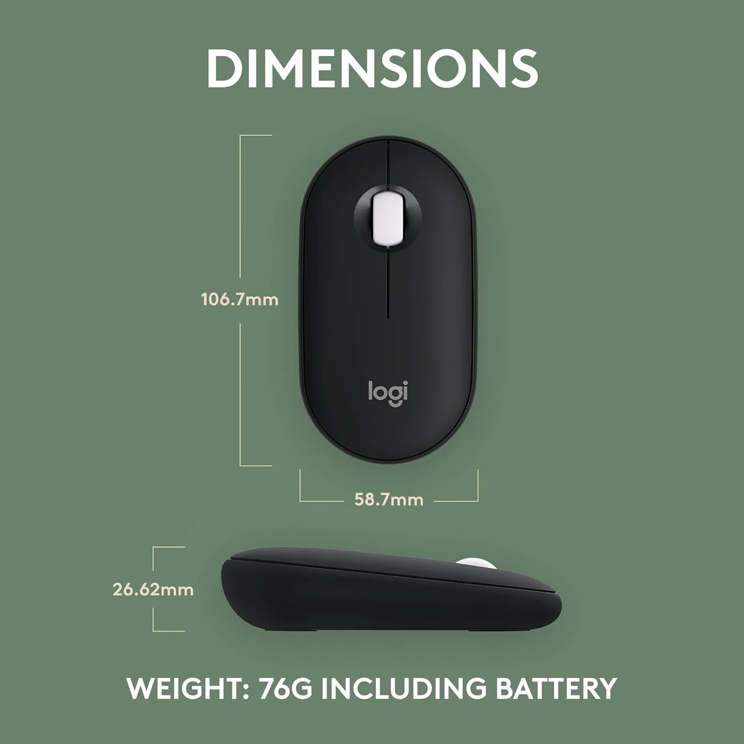 Logitech Pebble Mouse 2 M350s Slim Bluetooth Wireless Mouse, Portable, Lightweight, Customizable Button, Quiet Clicks, Easy-Switch for Windows, macOS, iPadOS, Android, Chrome OS - Image 8