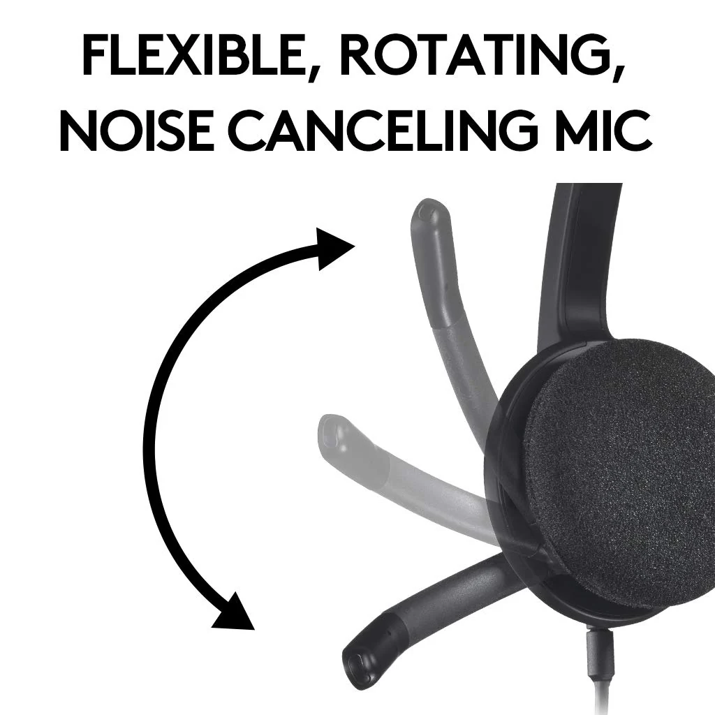 Logitech H340 USB Stereo Headset (981-000475) – Noise-Cancelling Microphone, Digital Audio, Plug-and-Play for PC & Mac - Image 4