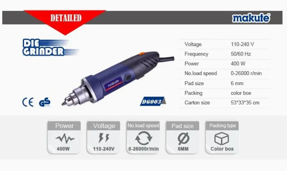MAKUTE DG003 – 2-in-1 Mini Drill & Die Grinder – High-Speed Rotary Tool – DIY Polishing, Cutting, Engraving & Grinding – Compact Electric Drill Kit for Wood, Metal & Plastic - Image 4